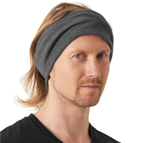 Bonnet Reversible et Cache Cou Bandeau en Coton Bio, Écharpe Loop Foulard Chimio Multi Usage 4 en 1 pour Hiver, Bandana Homme et Turban Femme, Beanie Tombant Masque Bicolore