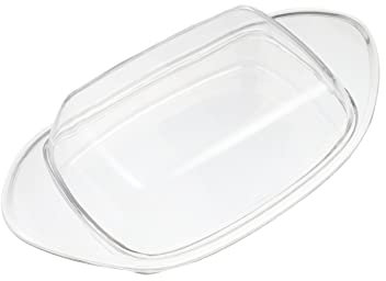 Mantequera de plástico con tapa, recipiente de almacenamiento de alimentos para cocina, diseño transparente, 9.04 x 4.72 x 3.14 pulgadas