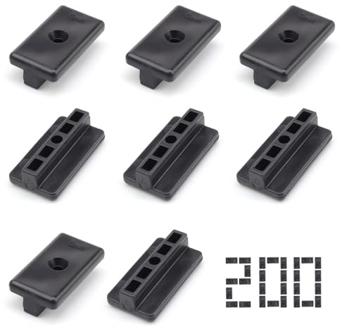 HASLED 200 Stück WPC Terrassen-Clips 6mm - Unsichtbare Befestigung für WPC/BPC Dielen - Abstandshalter aus PP/PE für Balkon & Garten (Schwarz, T-Clip Design)