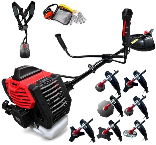 Synergy Desbrozadora Gasolina 65cc 4,9CV 7 en 1 – Motor 2T – 1 Cabezal Automático Reforzado, 1 Cabezal, 2 Discos 3 Puntas, 1 Disco 4 Puntas, 1 Disco 8 Puntas, 1 Disco Widia y arnes