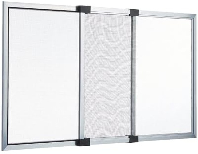 A.M.C. Ausziehbares Fliegengitter aus Aluminium, Rahmen aus Aluminium, für Fenster, Balkon, Tür (Grau, 50 x 70)