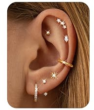 Dochais 7 Pares Pendientes Piercing Oreja Mujer Acero Quirurgico Hipoalergenico Pendientes Aro Pequeños Oro Piercings Oreja Cartilago Helix Conch Tragus Cartílago Piercing para Múltiples Mujer A