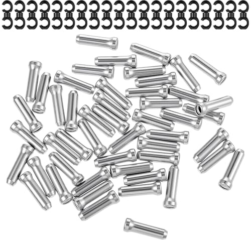 LIQWEI 70 Stück Bremszug Schnalle Clips, Fahrrad Endkappe Bremszug Set Fahrrad Kabel Clip Fahrrad-Endhülsen Schaltzug S-Haken Clips Fahrradschnalle Für Bremskabel Schaltzug Seil