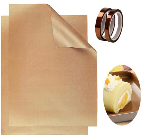 4 PCS High Temp Tape and Teflon Sheet Set, 16 x 24 Non Stick Heat Tape Reusable Heat Transfer Paper Resistant Craft Mat Resistant Pillows Mat for Sublimation, Heat Transfer, Baking and Crafting