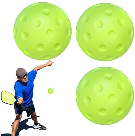 Bolas de Pickleball de interior - Soft Hollow Training Balls 3X Pack, diseño ligero de 74 mm | Bola de pepinillo duradera para sesiones de práctica, perforación calentamiento interior fuera de juego