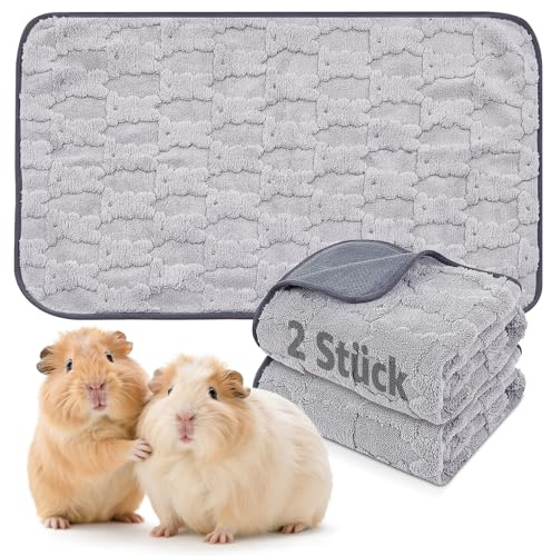 Waschbare Pipipads für Meerschweinchen, Kaninchen,2er Kleintiere Pipi Matte | 90x60 cm Rutschfeste und Saugstarke Urinierunterlagen für Hamster, Perfekt für Käfig, Auto & Sofa