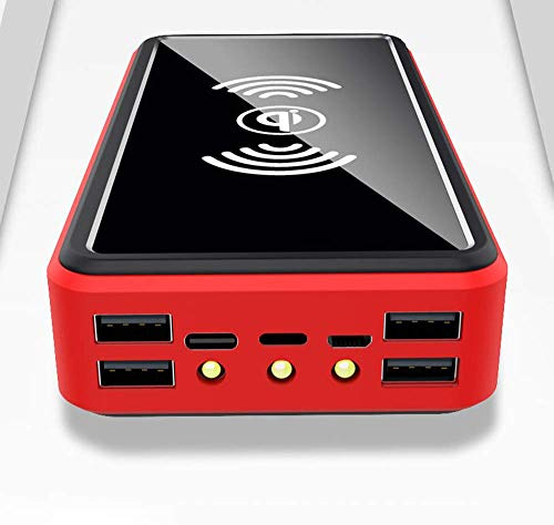 Batterie externe portable 100 000 mAh, chargeur solaire avec chargement sans fil 10 W et 4 ports USB, batterie externe portable avec lampe de poche LED pour iPhone, Android, Samsung, camping