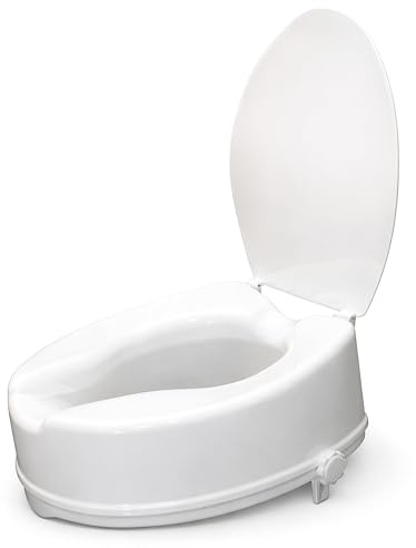 Aidapt Raised Toilet Seat.Elevated Seat Riser for Elderly,with or Without Lid, 2”,4” or 6” in Height.Post Surgery Recovery,Easy to Fit,Secure,Disability,Mobility,Hip Surgery,190kg Weight Limit