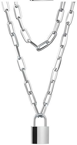 925 Sterling Silver Cute Chain Link Lock Necklace Pendant Women Goth Jewelry Party Punk Long Gift, For Women, Padlock - Men
