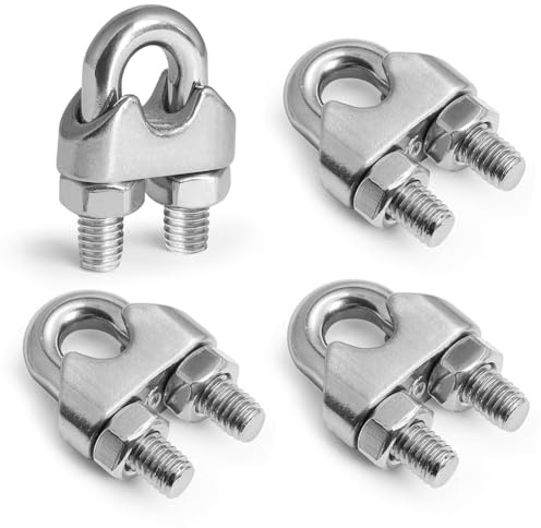 Hipzeepo Pinces à Câble de 7/16 Pouces, Clips en Acier Inoxydable pour Câbles en Fil Métallique.