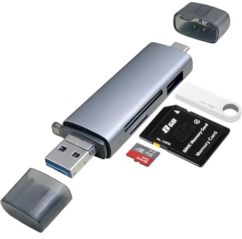 Lettore di Schede SD,Lettore di Schede SD USB-C 6 in 1 Doppio Slot Adattatore OTG per Memoria Plug&Play Compatibile Apple Windows Alimentazione Tramite USB Supporta CF/SD/SDHC/SCXC/MMC/MMC Micro ecc.