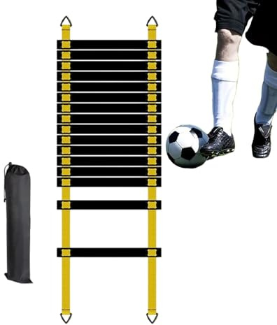Generisk sportagility-stegar | bärbar sportutrustning med bärväska – koordinationsstege | för fotboll fotbollsträning, friidrott, hockey, tennis, badminton
