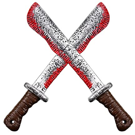 Bemonew Halloween Bloody Machete Toy Butcher Cutter Prop Machete Costume Prop Realistic Bloody Accessory Bleeding CutterGag Toy for Halloween Haunted House Cosplay Horror Party Supplies 2 Pieces