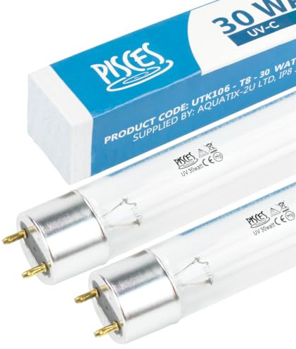Pisces Twin Pack 30w Watt Replacement UV T8 Pond Bulb Spare 910mm UVC Lamp for Filter