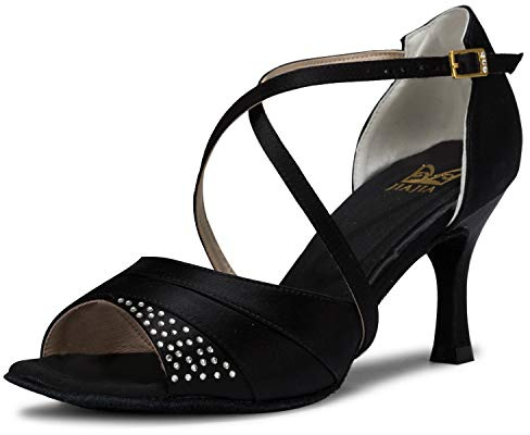 JIAJIA 20522 Latin Women's Sandals 2.95'' Flared Heel Super Satin Dance Shoes