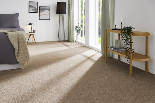 andiamo Teppichboden Izmir für Wohnzimmer und Kinderzimmer - Teppichboden Meterware zum Verlegen - Teppichbelag mit hoher Trittschalldämmung - weicher Teppichboden 400 x 300 cm Cappucino