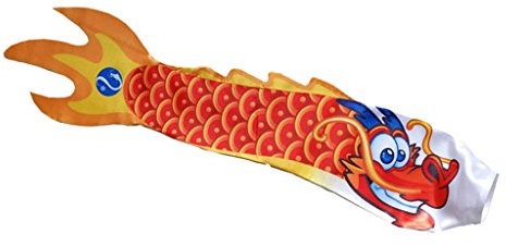 non-brand MagiDeal Manche à Air Serpentin de Carpe Dragon Chinois Décor Vent Suspendu Décor Vent Extérieur - Rouge