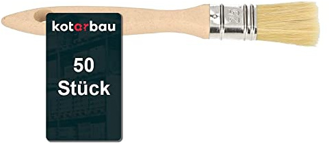 KOTARBAU® Färgpensel med trähandtag 25 mm 50 st. Alla storlekar platt pensel betning lasyr färger målarborstar måla akrylfärger slitstarka borst tvättbar uni