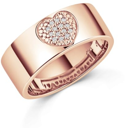 MATERIA Herz Ring Rosegold breit - 925 Silber Bandring Silberring Damen rose vergoldet mit Zirkonia in Ringetui
