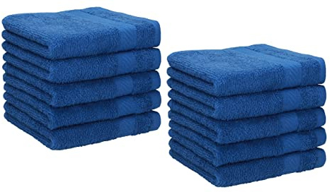 Betz Lot de 10 Serviettes débarbouillettes lavettes Palermo Taille: 30x30 cm Bleu
