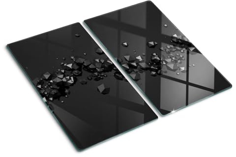 Glasschneidebrett 2x30x52 cm 2 Stück Glasplatte Dekorativ Gehärtetes Glas für die Küche Plastikfrei Antibakteriell Lebensmittelecht Rutschfest Silikonfüße Hitzebeständig - 3D