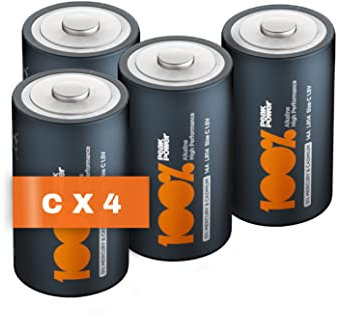 Paquete de 4 pilas C de PeakPower, 10 años de vida útil e ideal para dispositivos cotidianos