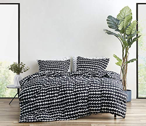 Marimekko Tröster-Set Weiche Baumwoll-Bettwäsche mit passenden Kissenbezügen, ganzjähriges Heimdekor, 100, Rasymatto Black, Queen
