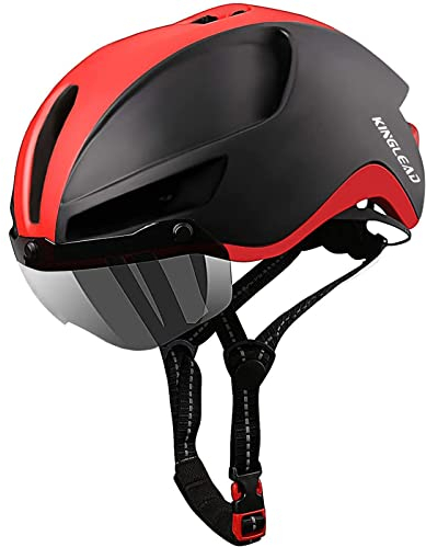 Fahrradhelm,KINGLEAD Fahrradhelm Herren Damen mit Visier Abnehmbarem Magnetischem MTB Helm Erwachsene mit USB Licht Waschbares Innenfutter Radhelm Herren Einstellbar 57-62CM (KL088)