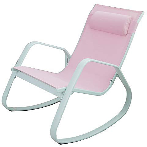 FUFU Deckchairs Außen-Terrassen-Metall-Schaukelstuhl, gepolsterte Moderne Rocker-Stühle für Innen- und Außenunterstützung 350LBS-Liegestühle für Veranda, Deck, Balkon oder Innernutzung Klappbar