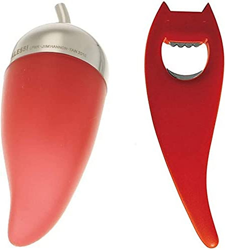 Alessi Piccantino Sminuzza-Peperoncino, Acciaio Inossidabile, Rosso & Abc01 R Diabolix Apribottiglie In Pa, Rosso