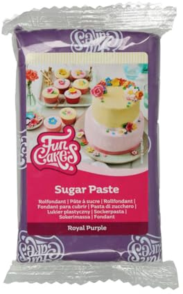 FunCakes Pasta di ZuccheroRoyal Purple: facile da usare, liscia, flessibile, morbida e pieghevole, perfetta per la decorazione di torte. Senza glutine. 250 gr