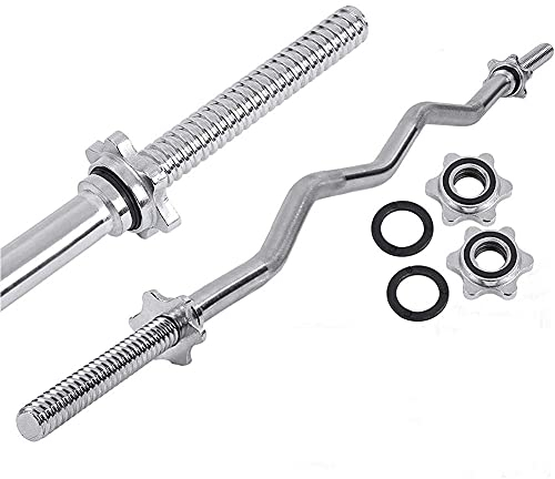 HXEFNA Hantelgewichtsbügel, 25Mm Standard Ez Curl Bar, Mit Chrom-Gewindegriff, Für Home Training Training Gymnessung Heben Bizeps Trizeps,1.5M