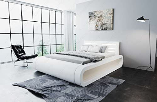 Sofa Dreams Wasserbett Sorano mit beheizbarer Wasserbettmatratze und kompletter Technik LED Beleuchtung 140x200 160x200 180x200 200x200 200x220 (180 x 200 cm, Weiß-Beige)