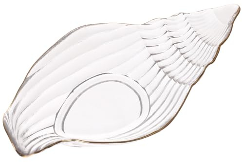Zerodeko Clear Glass Fruit Plate Glass Crystal Tableware Decorative Dessert Plate Salad Bowls for Salad Fruit Vegetable Cake Candy Snack (Conch Shape)