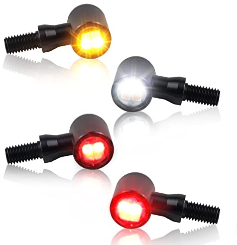 QUASCO Front Rear Motorcycle Turn Signals Universal LED Turn Signal Kit Mini Blinkers Compatible with Harley Honda Suzuki Triumph Yamaha, Oval, Pack of 4