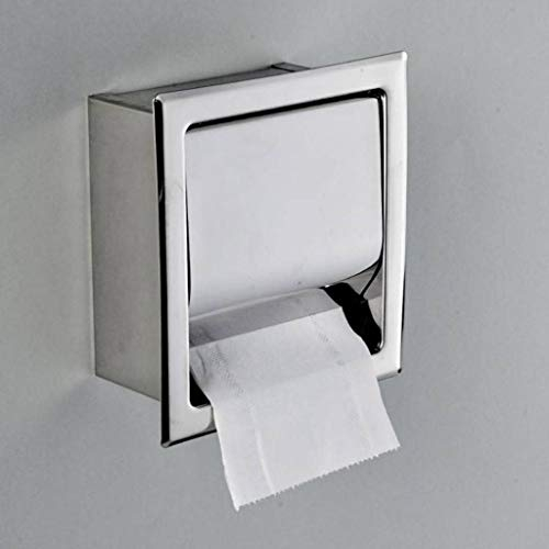 WLVG Toilettenpapierhalter, direkter Einbau-Einzelrollen-Toilettenpapierhalter mit Kapuze - Edelstahl-Edelstahl