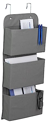 Relaxdays Organiseur Suspendu 3 Compartiments, Porte, Mur, étagère à accrocher, HxLxP : 75x31x10 cm, Salle de Bain, Gris