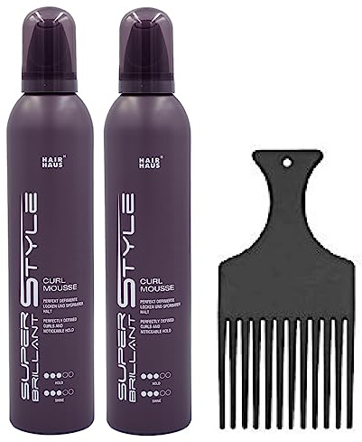 HAIR HAUS Super Brilliant Style Curl Mousse 300ml 2er Pack mit Fingerstyler