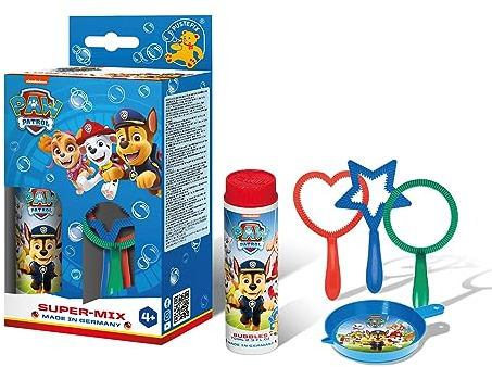 PUSTEFIX - 420815455 PAW Patrol - Mini-Mix I 70 ml Seifenblasenwasser I Seifenblasen Spielzeug für Kindergeburtstag, Hochzeit, Polterabend, Sommerparty und als Gastgeschenk
