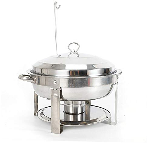 RibasuBB Chafing Dish - Set professionale da 7,5 l, in acciaio inox, contenitore termico rotondo, per chafing dish, chafing dishes, scalda cibo, catering, buffet e feste, diametro 36 cm, altezza 7 cm