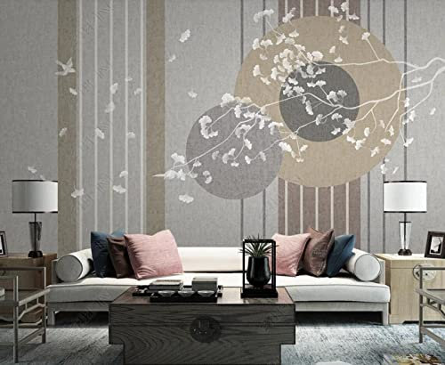 MIWEI Wallpaper Papier Peint Panoramique Rayures D'Oiseau De Feuille De Ginkgo Papier Peints Intissé Decoration Murale Chambre Salon 430x300cm-M200592