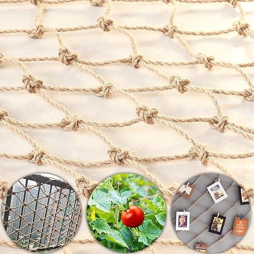 Filet de Support pour Plantes 1 m x 5 m Filet de Jardin Exterieur en Jute Naturelle Biodégradable pour récolte de concombres, Légume, Vignes, Plantes Grimpantes