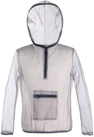 Costume de moustique, mousque en filet en mailles de protection insecte veste veste insecte en maille respirante pour pêche en randonnée de camping jardinage, gris xl