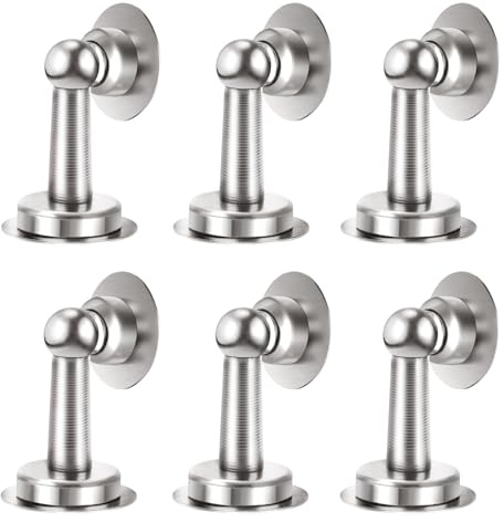 Shackcom 6pcs Türstopper Magnetisch aus Edelstahl Selbstklebend - Door Stoppers Türpuffer Türhalter für Wand- oder Bodenmontage mit doppelseitigem Klebeband oder Schraube - ohne Bohrer – Silber