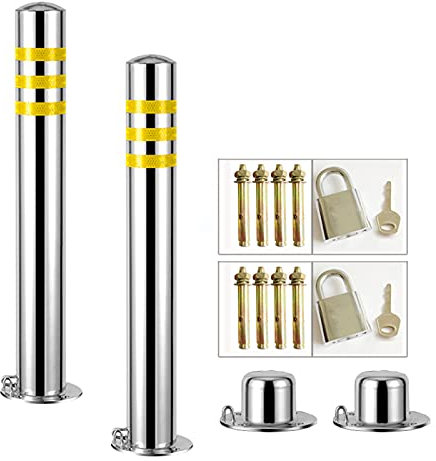 Parkplatzsperre, Parkplatzsperre, 2er-Pack, Parkstangenschloss, Parkpoller für die Fahrspur, reflektierendes Klebeband, Parkeinfahrtschutzschoner, einfache Installation