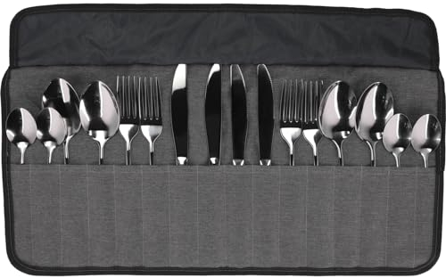 BERGER Besteck-Set Edelstahl 16-tlg. | Campingbesteck für 4 Personen | Inkl. Aufbewahrungstasche | Hochwertiges Essbesteck