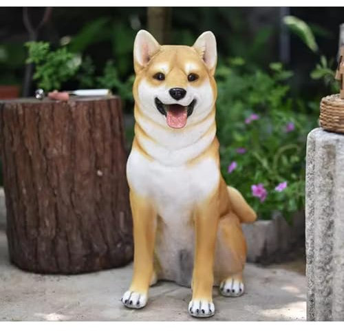Garten Hund Statuen Outdoor Dekor, Akita Hund Garten Statue Outdoor Puppy Figur Für Patio, Rasen, Yard Art Dekoration Housewarming Garten Geschenk (Farbe : Akita Dog, Größe : 25x45x58cm)