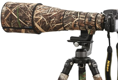 ROLANPRO Copriobiettivo mimetico per Nikon AF-S 180-400 mm F/4E TC1.4 FL ED VR, custodia protettiva antipioggia #9d impermeabile