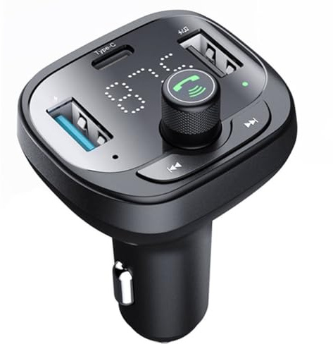 Kznifmk Carte TF Disque U Lecteur MP3 de Voiture QC3.0 Type-C PD Charge Chargeur 2 USB Kit Mains Bluetooth 5.0 Transmetteur FM
