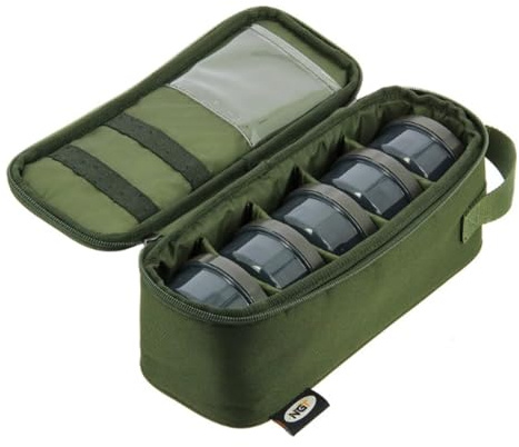 NGT Fishing Glug Bag 5 Pot Bait Storage for Drip Tray, Hair Stops & Baiting Tools Compartments, Leak Proof Liquid & Glug Holder Carry Handle Compact Portable Carp Fishing Tackle